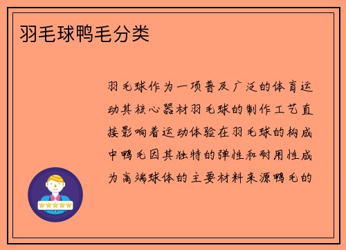 羽毛球鸭毛分类